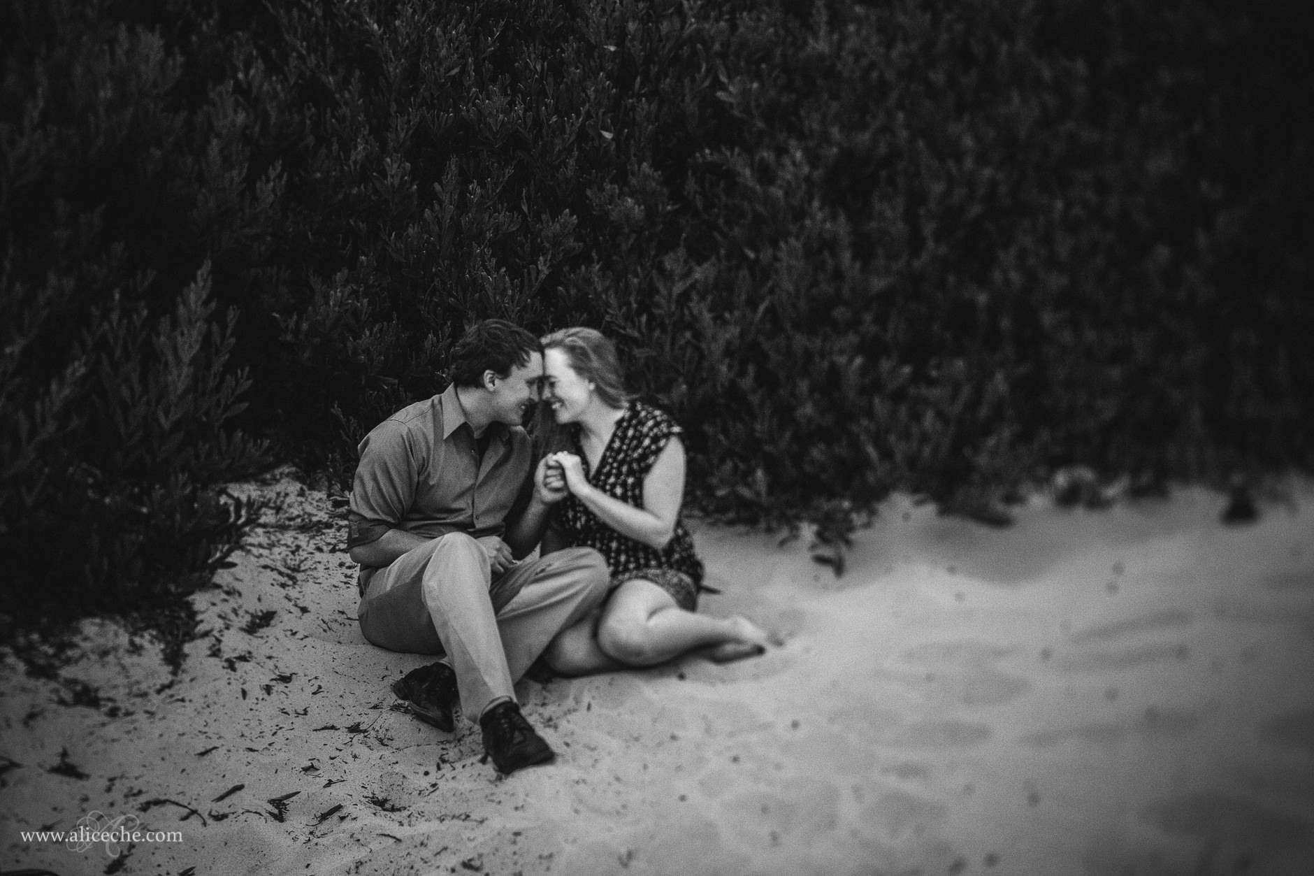 carmel beach proposal san francisco bay area photographer black and white couple on the beach