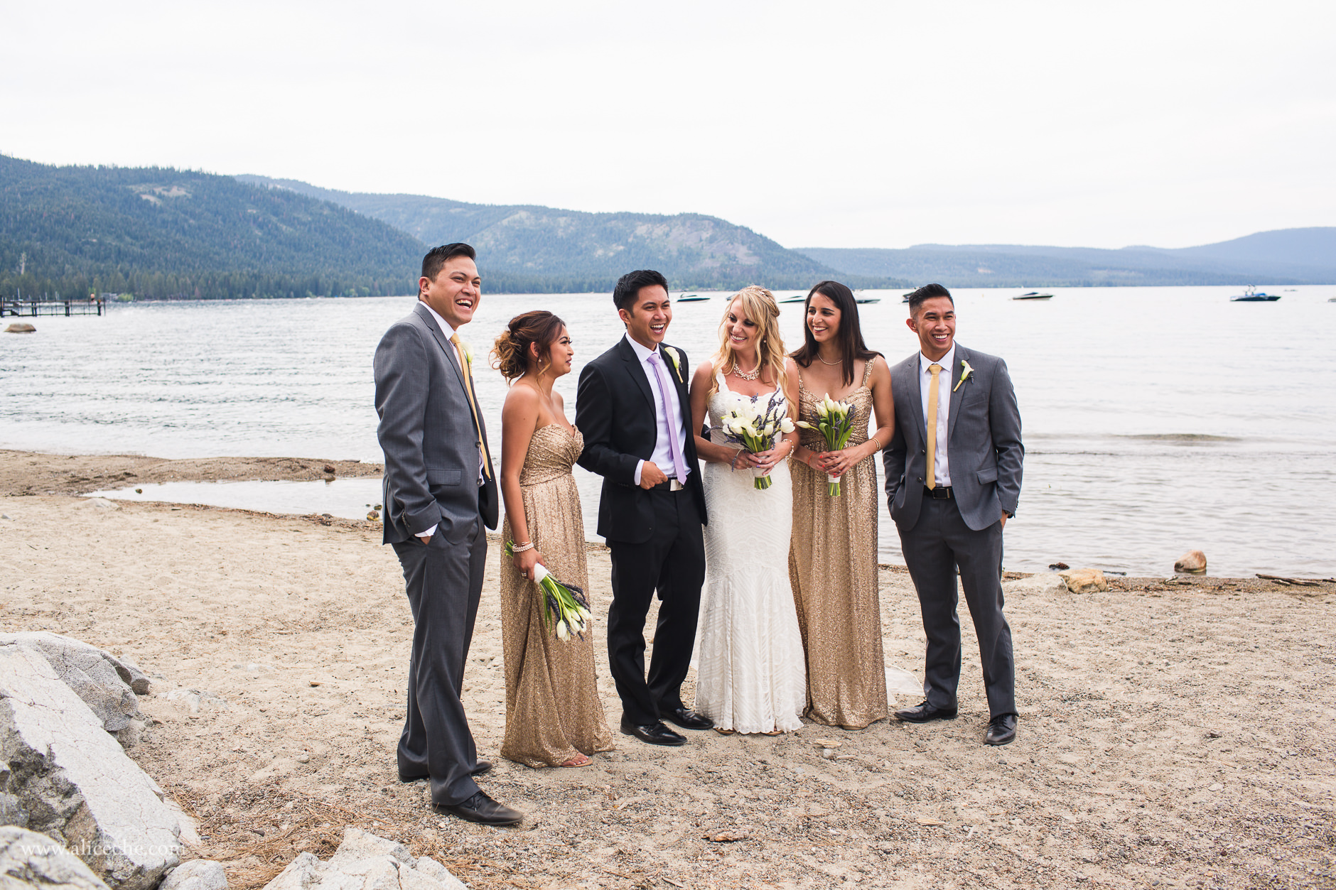 lake tahoe chambers landing wedding bridal party