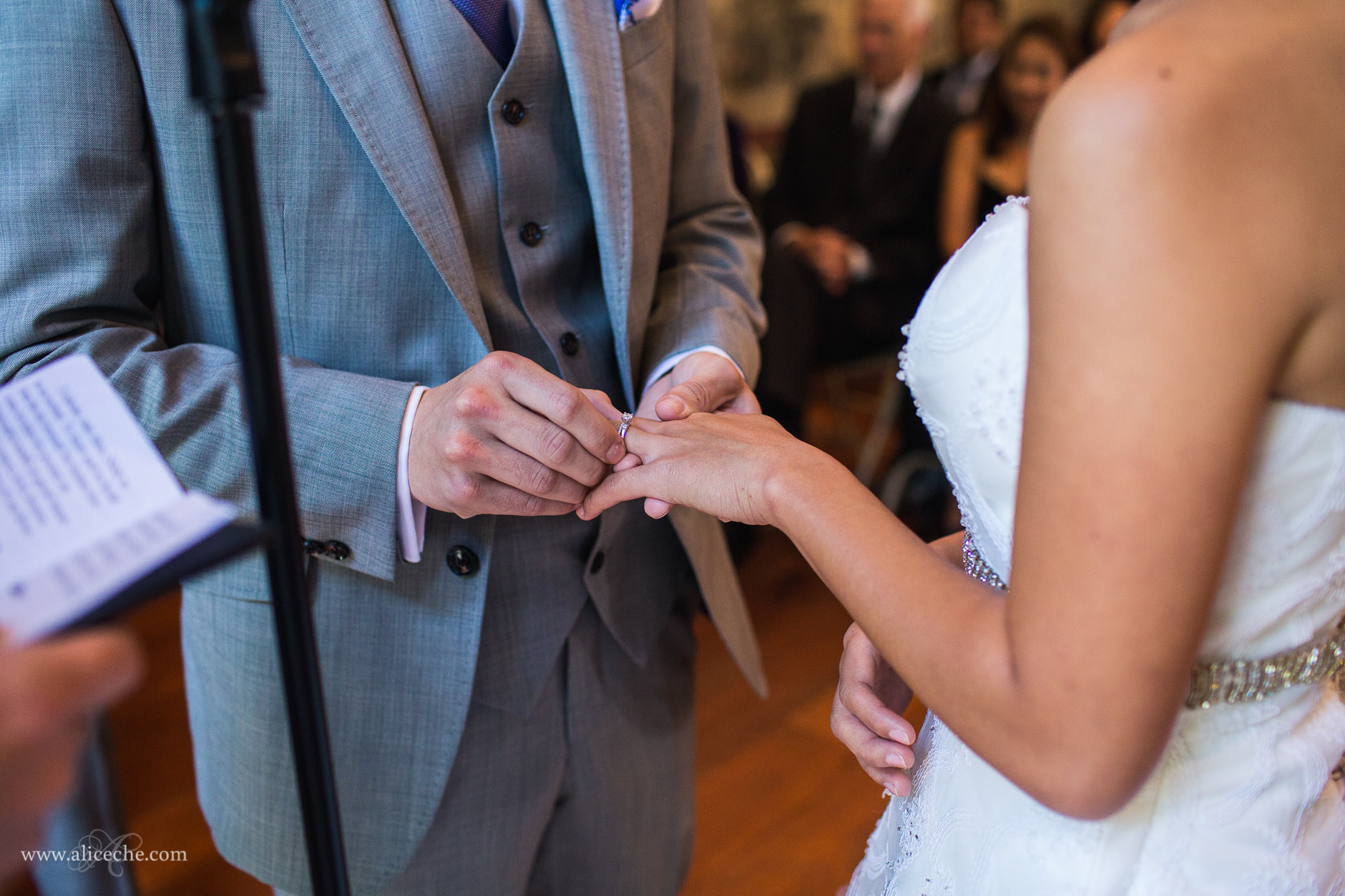 Rhode Island Wedding Destination Wedding Groom Putting Ring on Bride's Finger