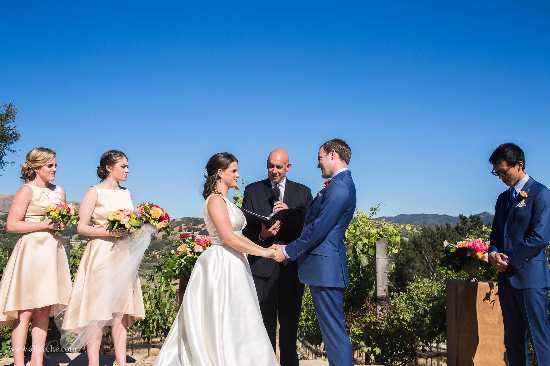 Casitas Estate Wedding Photos Bride and Groom during Ceremony