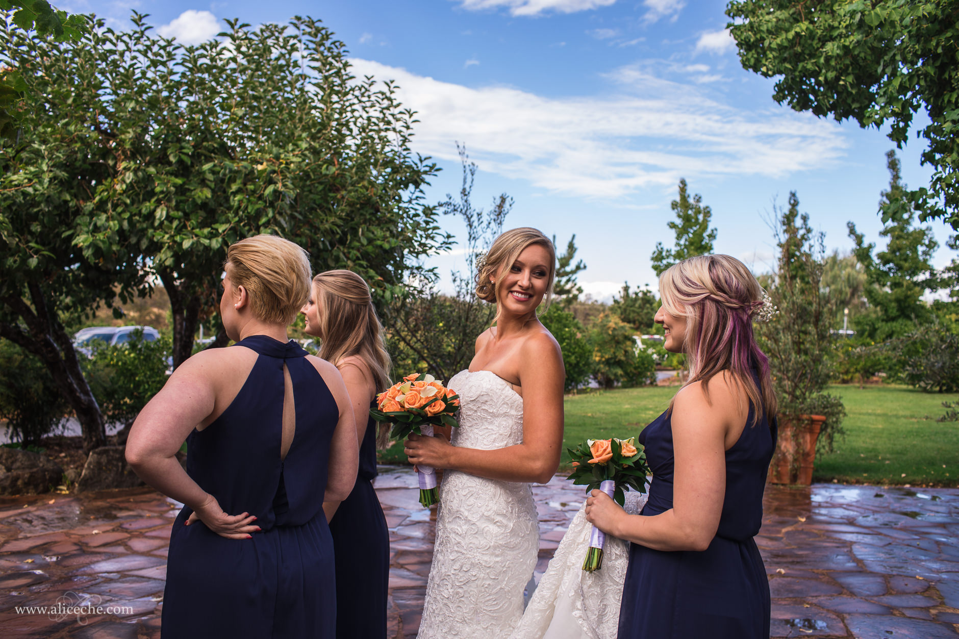 Loomis Flower Farm Wedding Bride surrounded by bridesmaids