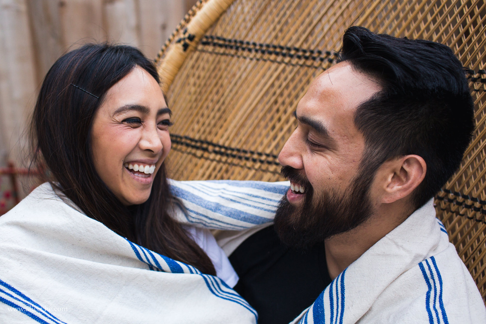 San Carlos In Home Engagement Session Couple Wrapped in Blanket