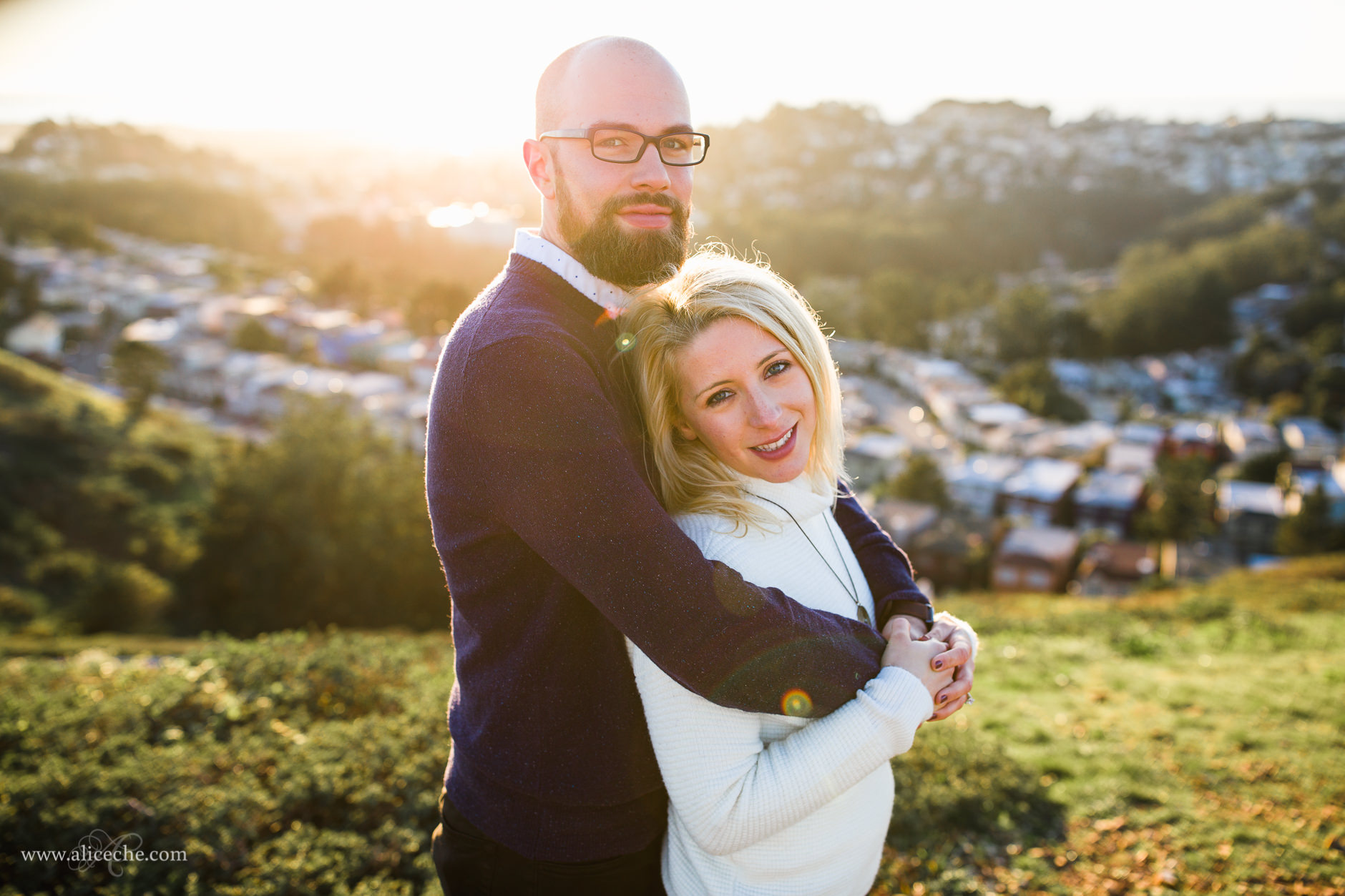 Twin Peaks Engagement Session San Francisco Photographer Gorgeous Couple at Sunset