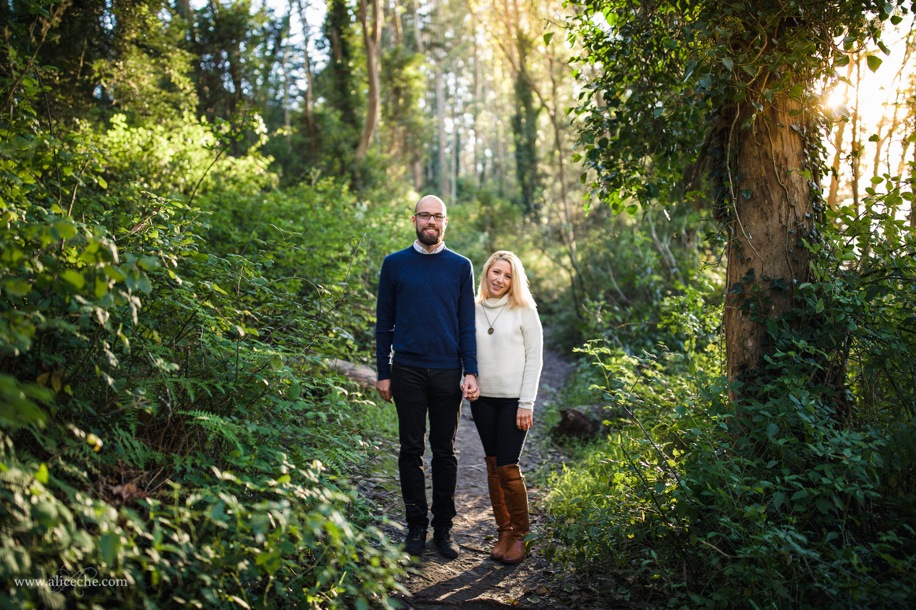 Twin Peaks Engagement Session San Francisco Photographer Couple on a Hiking Trail