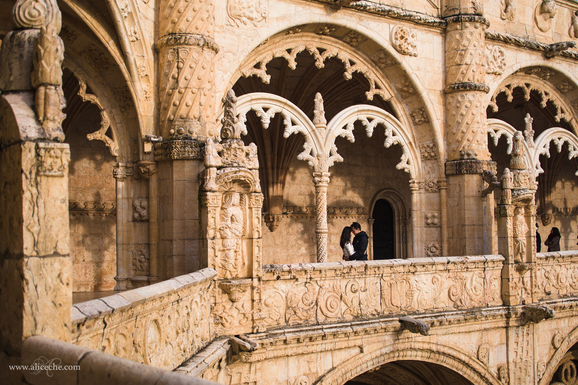 Couple in Jeronimos Monastery in Lisbon