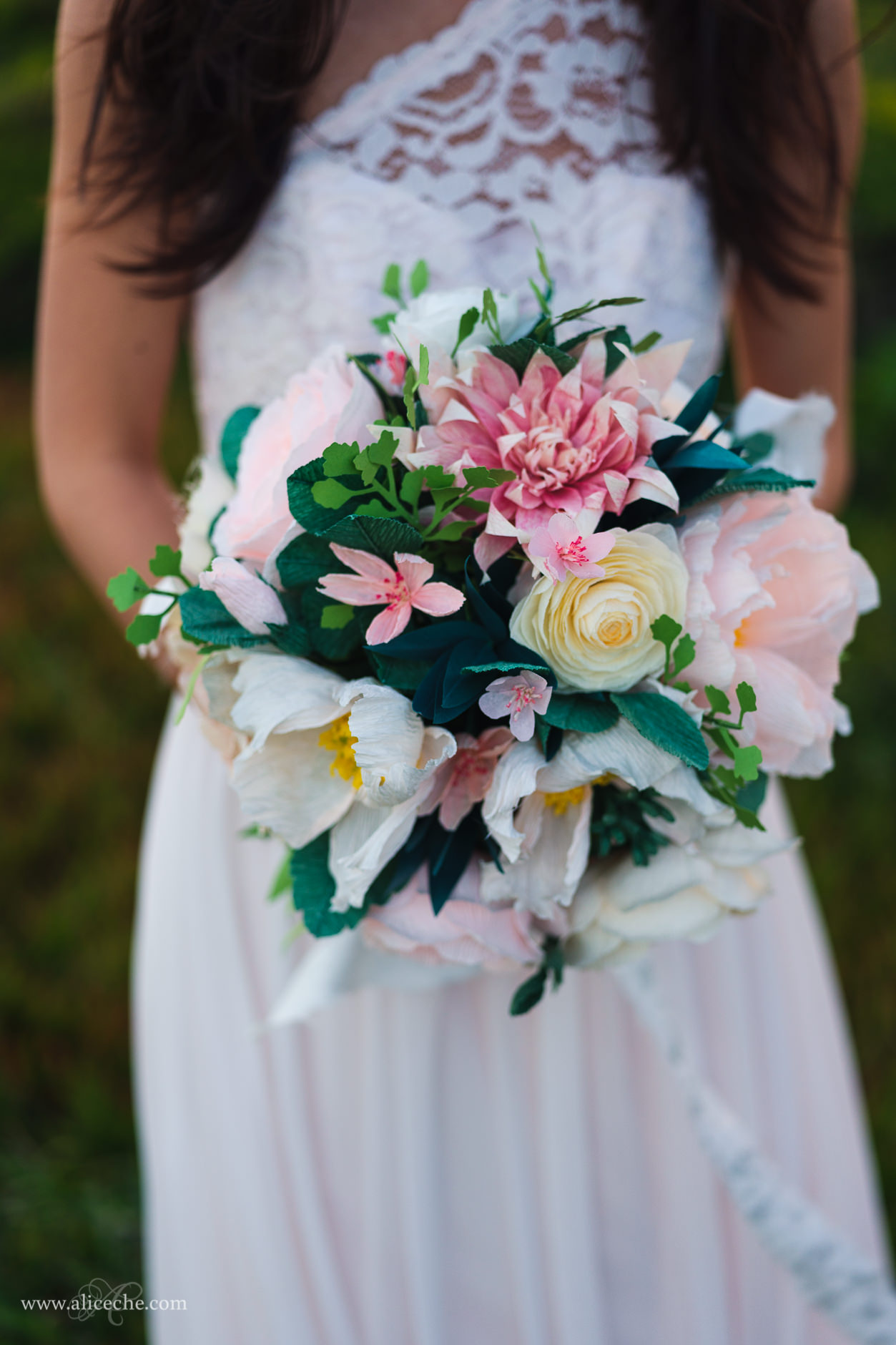 Blush and Cream Paper Flower Bouquet