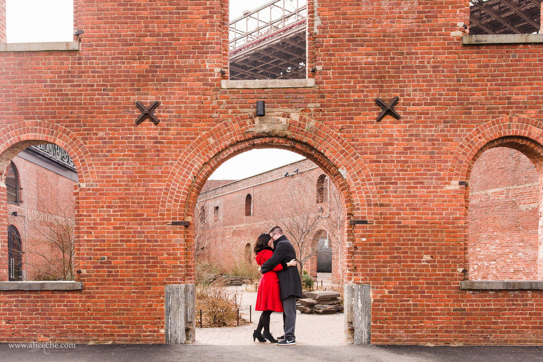 Brooklyn engagement session with brick walls