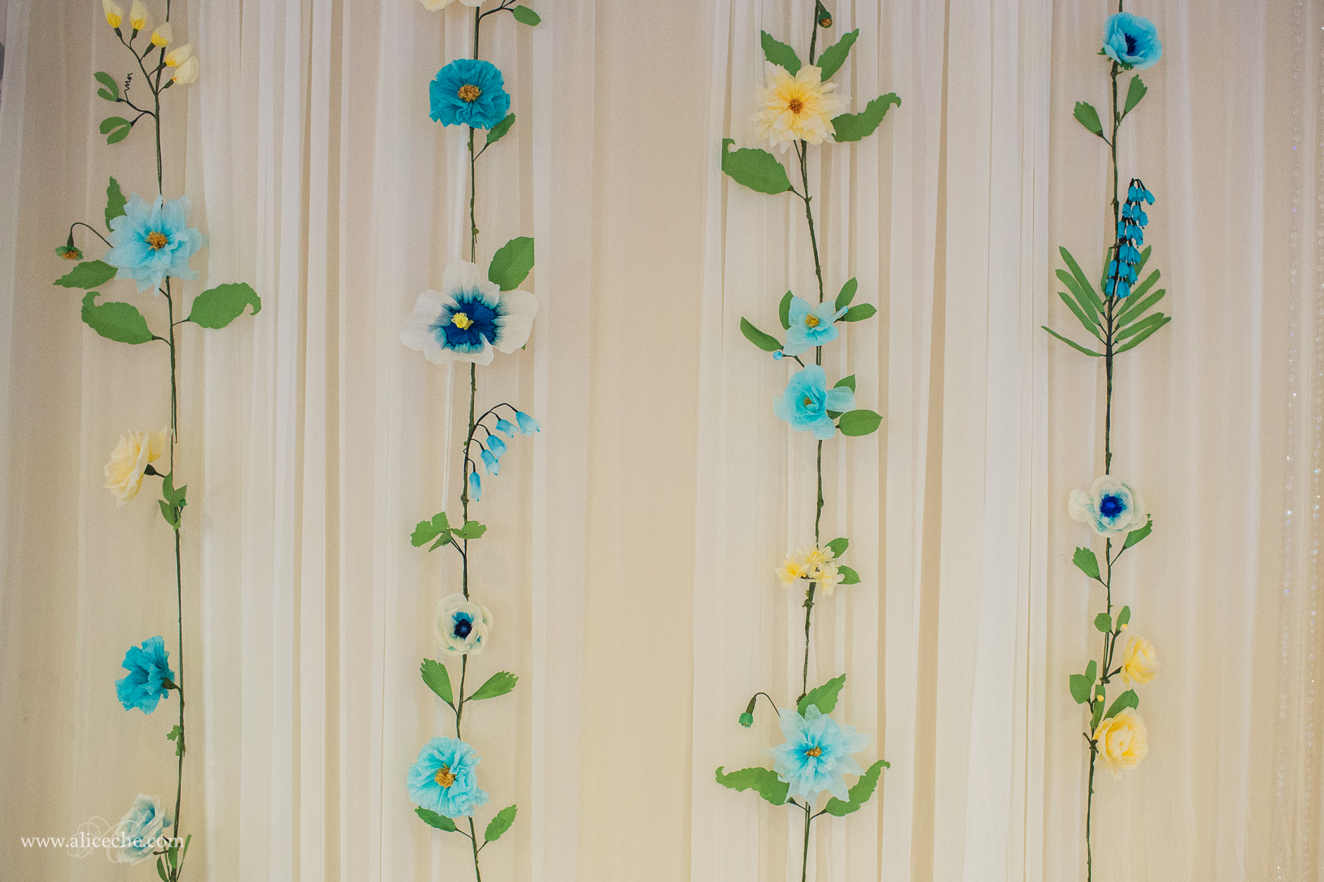 DIY paper flower wedding backdrop san francisco wedding photographer