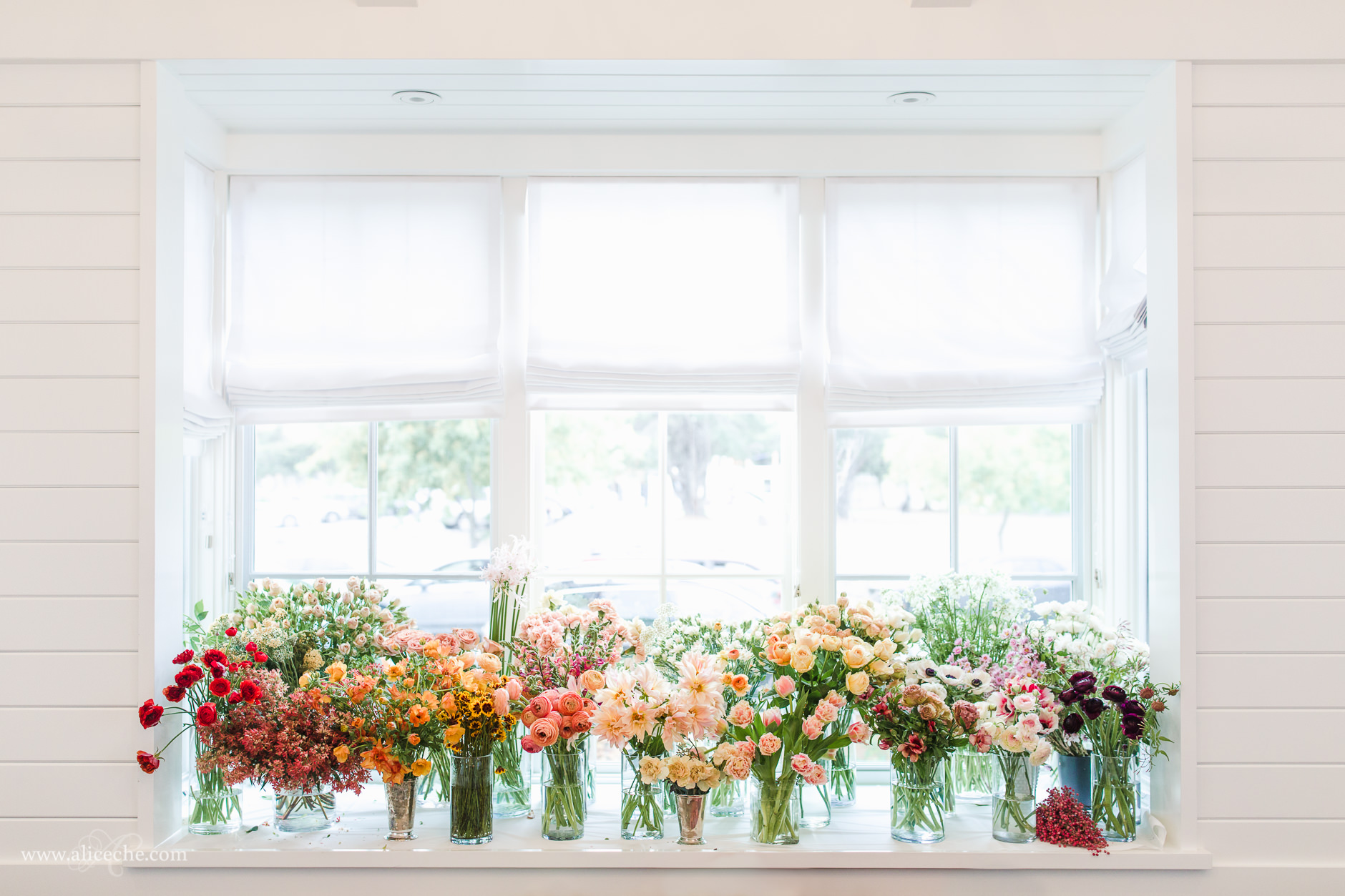 Flowers in the window for Color Theory and Bouquets with Gabriela of La Musa De Las Floras