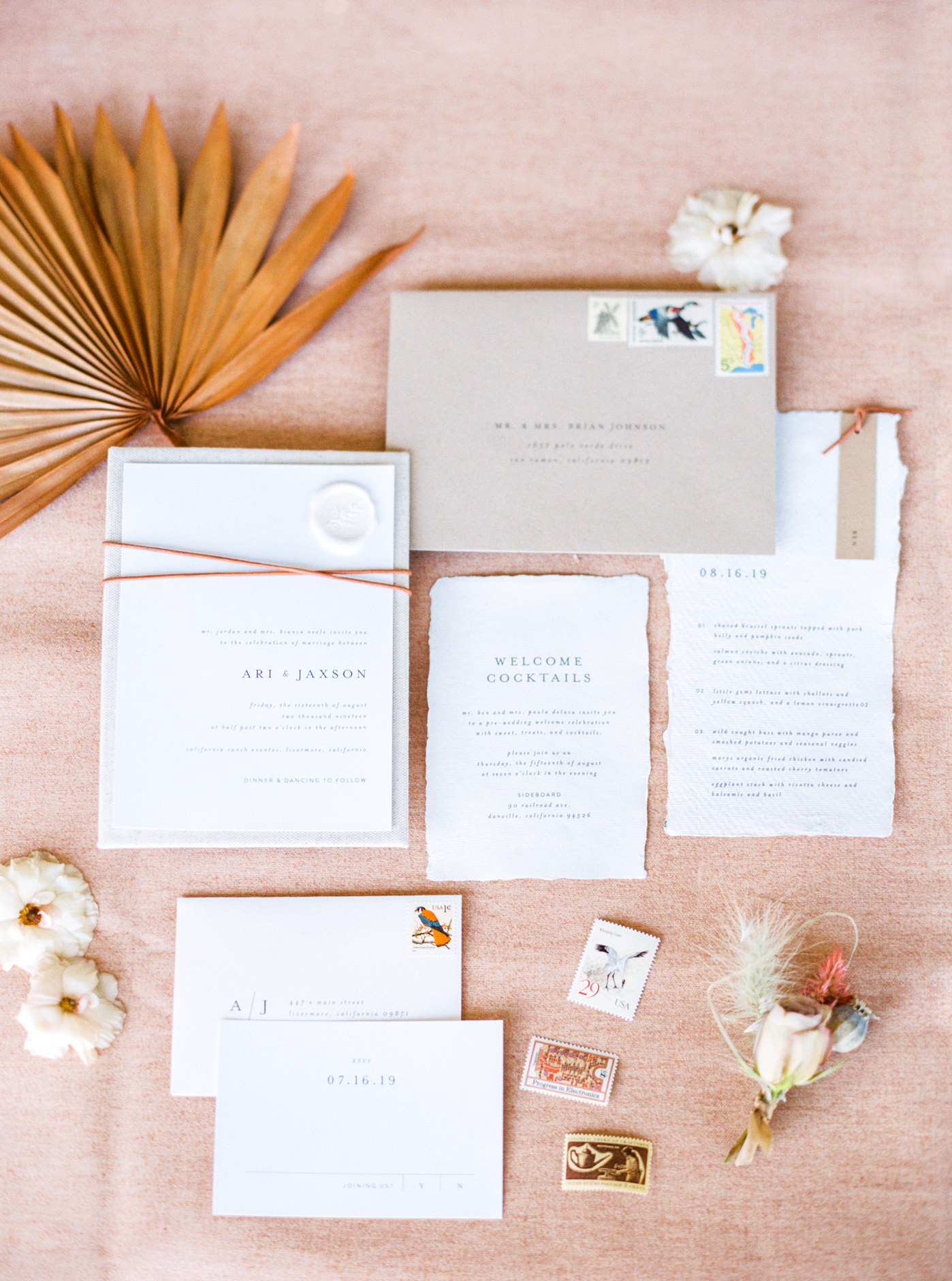 Invitation suite for Reinstein Ranch wedding inspiration by Kelly Design Co photographed by Alice Che Photography